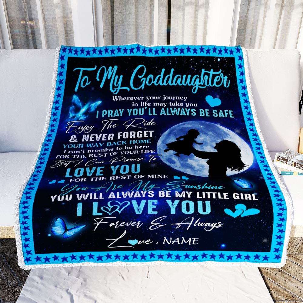 Personalized To My Goddaughter Blanket From Godmother Wherever Your Journey My Little Girl Goddaughter Birthday Graduation Christmas Customized Fleece Blanket | teecentury