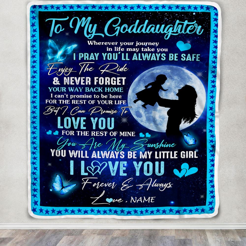 Personalized To My Goddaughter Blanket From Godmother Wherever Your Journey My Little Girl Goddaughter Birthday Graduation Christmas Customized Fleece Blanket | teecentury