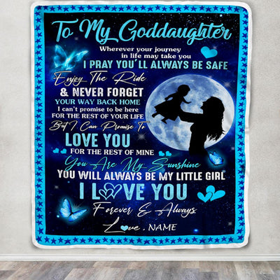 Personalized To My Goddaughter Blanket From Godmother Wherever Your Journey My Little Girl Goddaughter Birthday Graduation Christmas Customized Fleece Blanket | teecentury