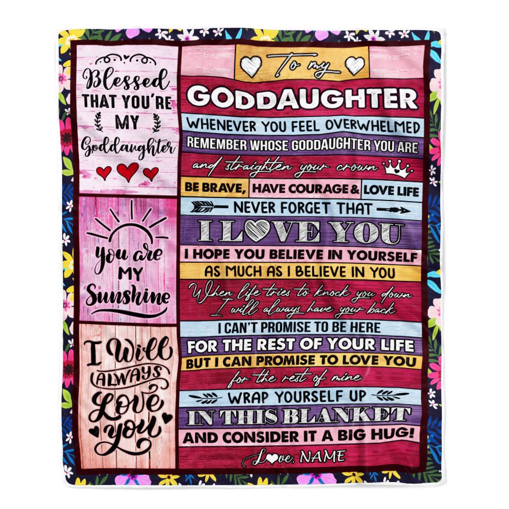 Personalized To My Goddaughter Blanket From Godmother Wood Be Brave Have Courage Love Life Goddaughter Birthday Graduation Christmas Customized Fleece Blanket | teecentury