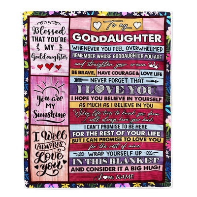 Personalized To My Goddaughter Blanket From Godmother Wood Be Brave Have Courage Love Life Goddaughter Birthday Graduation Christmas Customized Fleece Blanket | teecentury