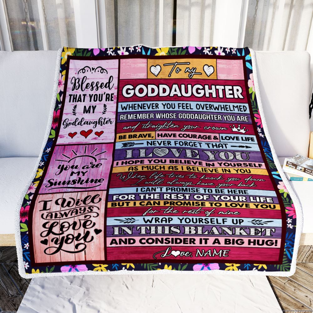 Personalized To My Goddaughter Blanket From Godmother Wood Be Brave Have Courage Love Life Goddaughter Birthday Graduation Christmas Customized Fleece Blanket | teecentury