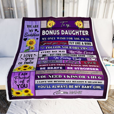 Personalized To My Goddaughter Blanket From Godmother Wood Laugh Love Live Sunflower Goddaughter Birthday Graduation Christmas Customized Fleece Throw Blanket | teecentury