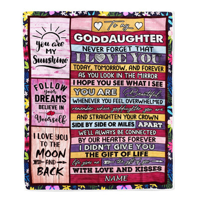 Personalized To My Goddaughter Blanket From Godmother Wood You Are Beautiful Goddaughter Birthday Graduation Christmas Customized Bed Fleece Throw Blanket | teecentury