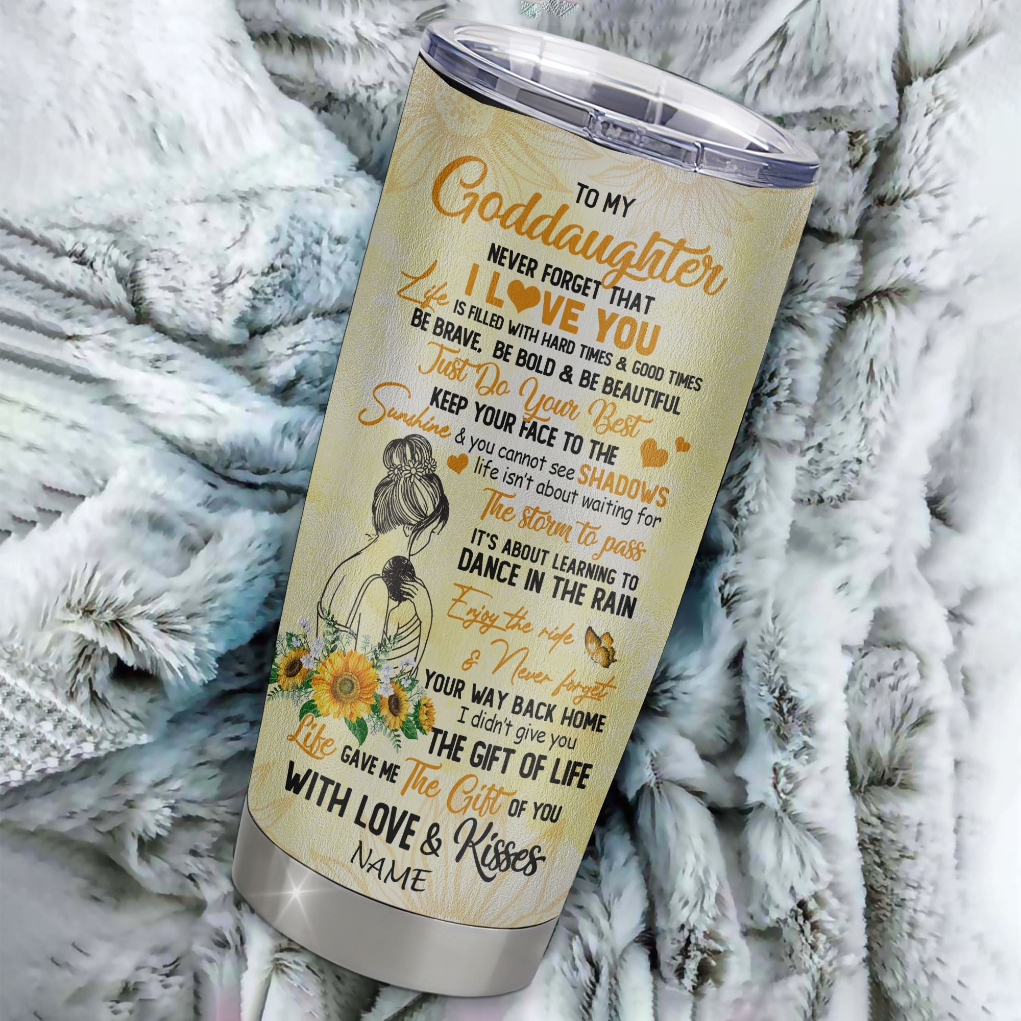 Personalized To My Goddaughter From Aunt Auntie Stainless Steel Tumbler Cup Never Forget I Love You Sunflower Goddaughter Birthday Graduation Christmas Travel Mug | teecentury