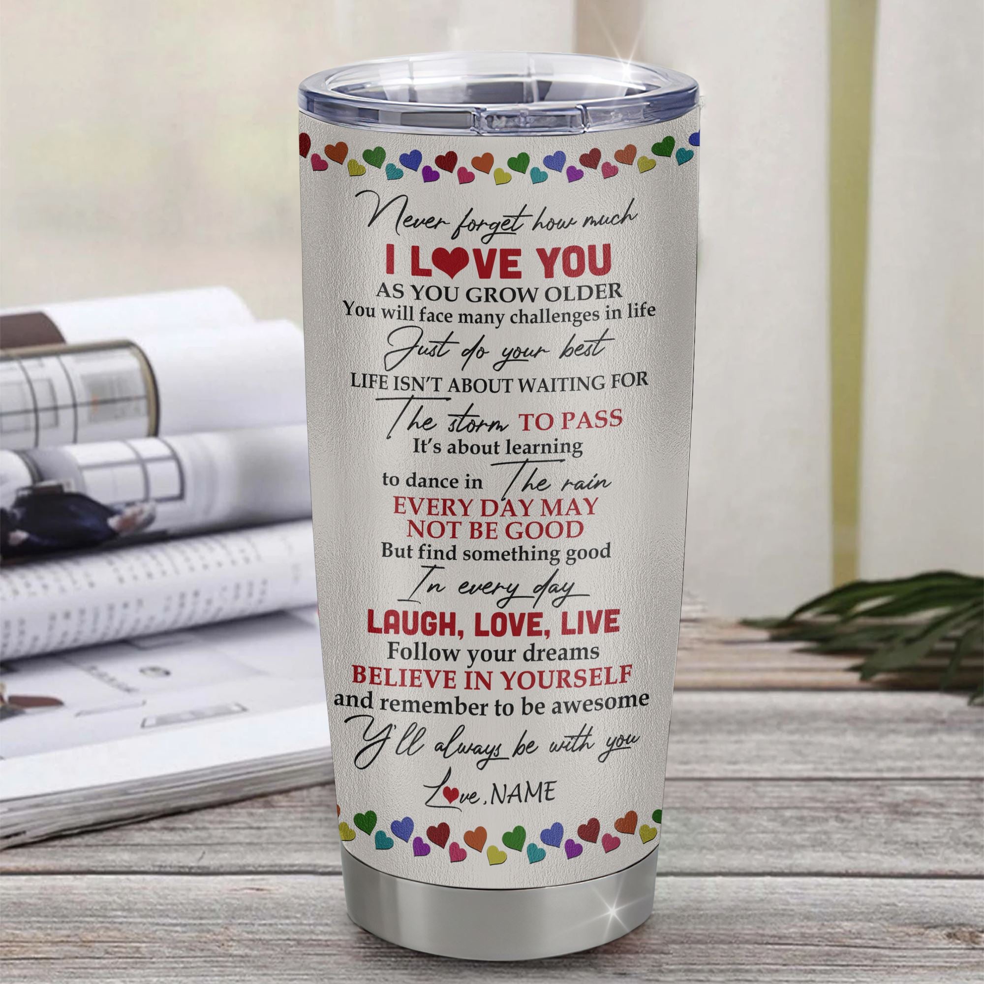 Personalized To My Goddaughter From Godmother Aunt Stainless Steel Tumbler Cup Colorful Tree Never Forget I Love You Goddaughter Birthday Graduation Christmas Travel Mug | teecentury