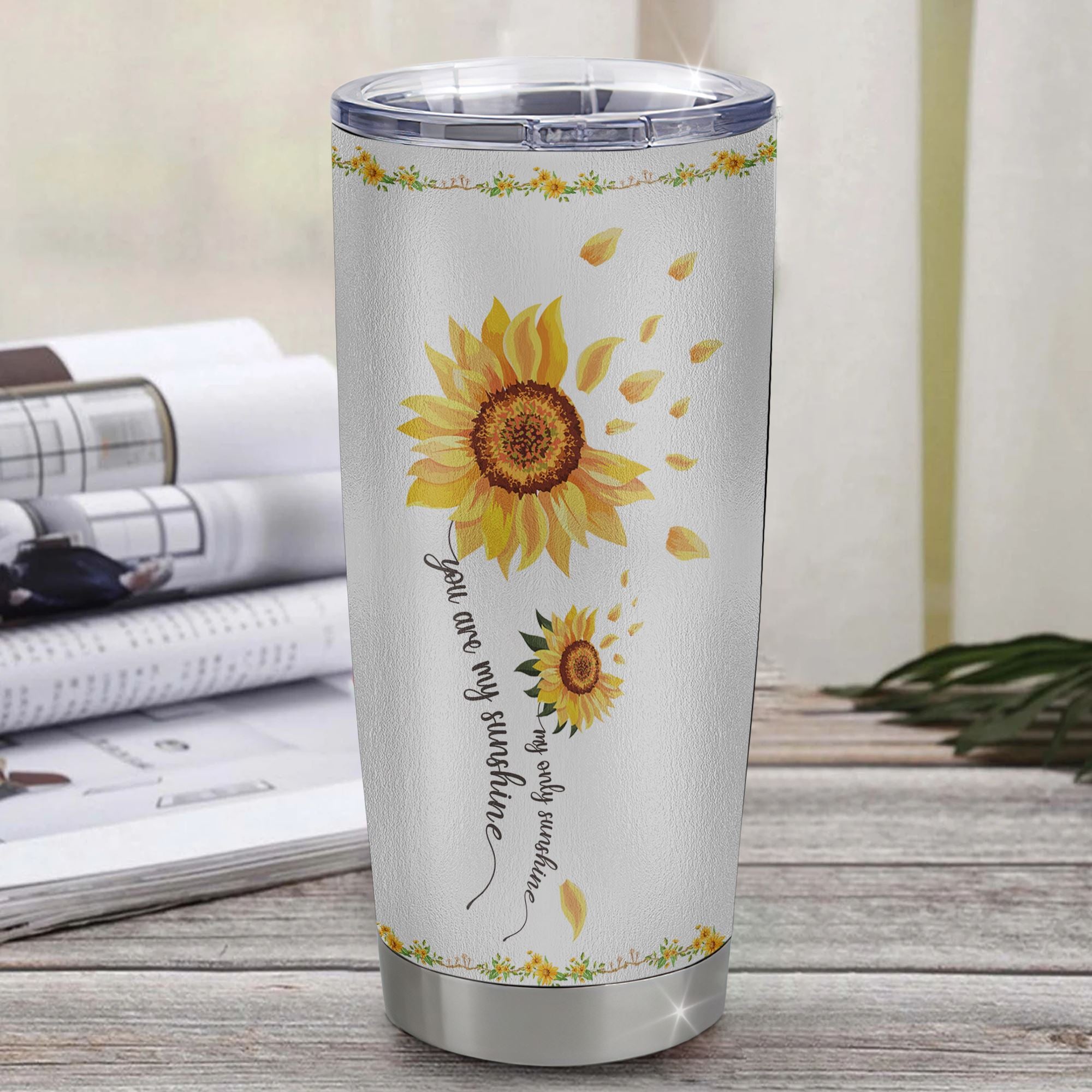 Personalized To My Goddaughter From Godmother Aunt Stainless Steel Tumbler Cup I Love You White Sunflower Goddaughter Birthday Graduation Christmas Travel Mug | teecentury