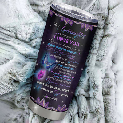 Personalized To My Goddaughter I Love You From Godmother Godfather Stainless Steel Tumbler Cup Butterfly Goddaughter Birthday Graduation Christmas Travel Mug | teecentury