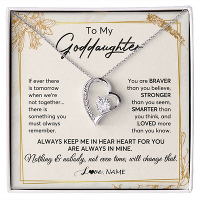 Forever Love Necklace | Personalized To My Goddaughter Necklace From Godmother Always Keep Me In Your Heart Goddaughter Birthday Graduation Christmas Customized Gift Box Message Card | teecentury