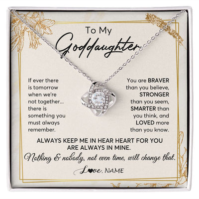 Love Knot Necklace | Personalized To My Goddaughter Necklace From Godmother Always Keep Me In Your Heart Goddaughter Birthday Graduation Christmas Customized Gift Box Message Card | teecentury