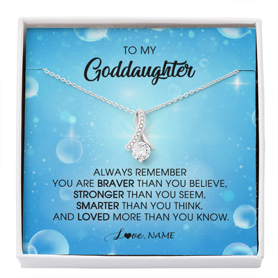 Alluring Beauty Necklace | Personalized To My Goddaughter Necklace From Godmother Always Remember You Are Braver Goddaughter Jewelry Birthday Graduation Christmas Customized Message Card | teecentury