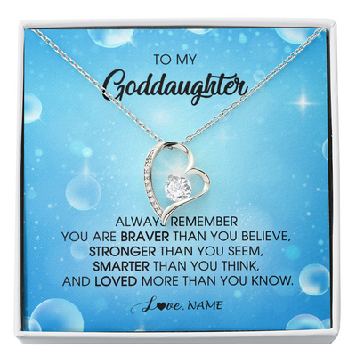 Forever Love Necklace | Personalized To My Goddaughter Necklace From Godmother Always Remember You Are Braver Goddaughter Jewelry Birthday Graduation Christmas Customized Message Card | teecentury