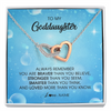 Interlocking Hearts Necklace | Personalized To My Goddaughter Necklace From Godmother Always Remember You Are Braver Goddaughter Jewelry Birthday Graduation Christmas Customized Message Card | teecentury