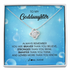 Love Knot Necklace | Personalized To My Goddaughter Necklace From Godmother Always Remember You Are Braver Goddaughter Jewelry Birthday Graduation Christmas Customized Message Card | teecentury
