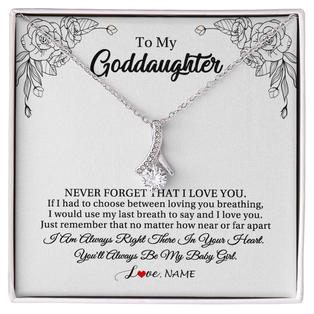 Alluring Beauty Necklace | Personalized To My Goddaughter Necklace From Godmother Aunt Never Forget That I Love You Goddaughter Birthday Christmas Customized Gift Box Message Card | teecentury