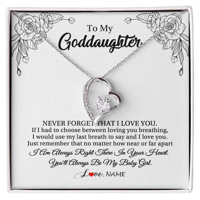 Forever Love Necklace | Personalized To My Goddaughter Necklace From Godmother Aunt Never Forget That I Love You Goddaughter Birthday Christmas Customized Gift Box Message Card | teecentury