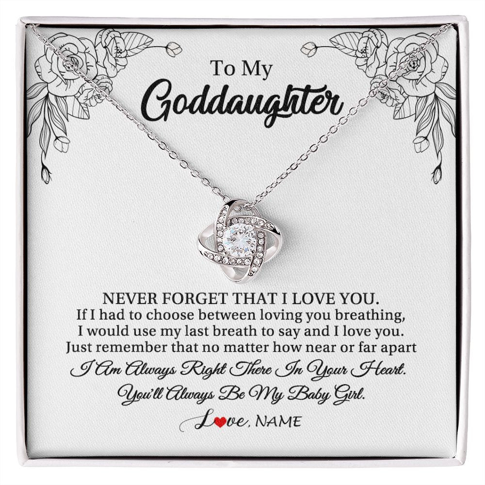 Love Knot Necklace | Personalized To My Goddaughter Necklace From Godmother Aunt Never Forget That I Love You Goddaughter Birthday Christmas Customized Gift Box Message Card | teecentury