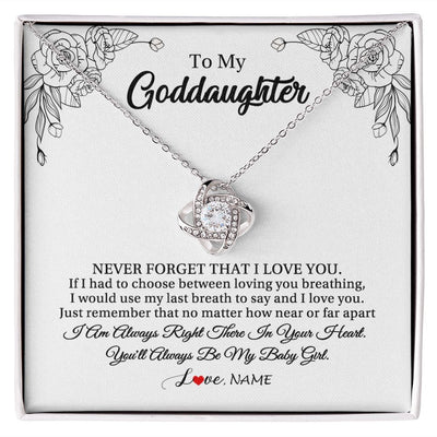 Love Knot Necklace | Personalized To My Goddaughter Necklace From Godmother Aunt Never Forget That I Love You Goddaughter Birthday Christmas Customized Gift Box Message Card | teecentury