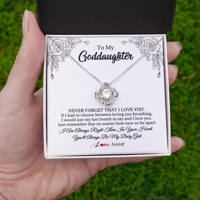 Love Knot Necklace | Personalized To My Goddaughter Necklace From Godmother Aunt Never Forget That I Love You Goddaughter Birthday Christmas Customized Gift Box Message Card | teecentury