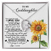 Forever Love Necklace | Personalized To My Goddaughter Necklace From Godmother Aunt Sunflower Wood Laugh Love Live Goddaughter Birthday Christmas Customized Gift Box Message Card | teecentury