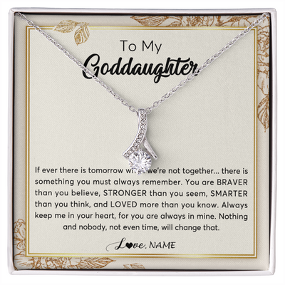 Alluring Beauty Necklace | Personalized To My Goddaughter Necklace From Godmother Braver Stronger Smarter Loved Goddaughter Jewelry Birthday Christmas Customized Gift Box Message Card | teecentury