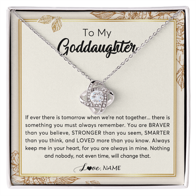 Love Knot Necklace | Personalized To My Goddaughter Necklace From Godmother Braver Stronger Smarter Loved Goddaughter Jewelry Birthday Christmas Customized Gift Box Message Card | teecentury