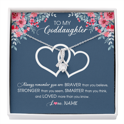 Alluring Beauty Necklace | Personalized To My Goddaughter Necklace From Godmother Braver Stronger Smarter Loved Goddaughter Jewelry Birthday Graduation Christmas Customized Message Card | teecentury