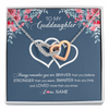 Interlocking Hearts Necklace | Personalized To My Goddaughter Necklace From Godmother Braver Stronger Smarter Loved Goddaughter Jewelry Birthday Graduation Christmas Customized Message Card | teecentury