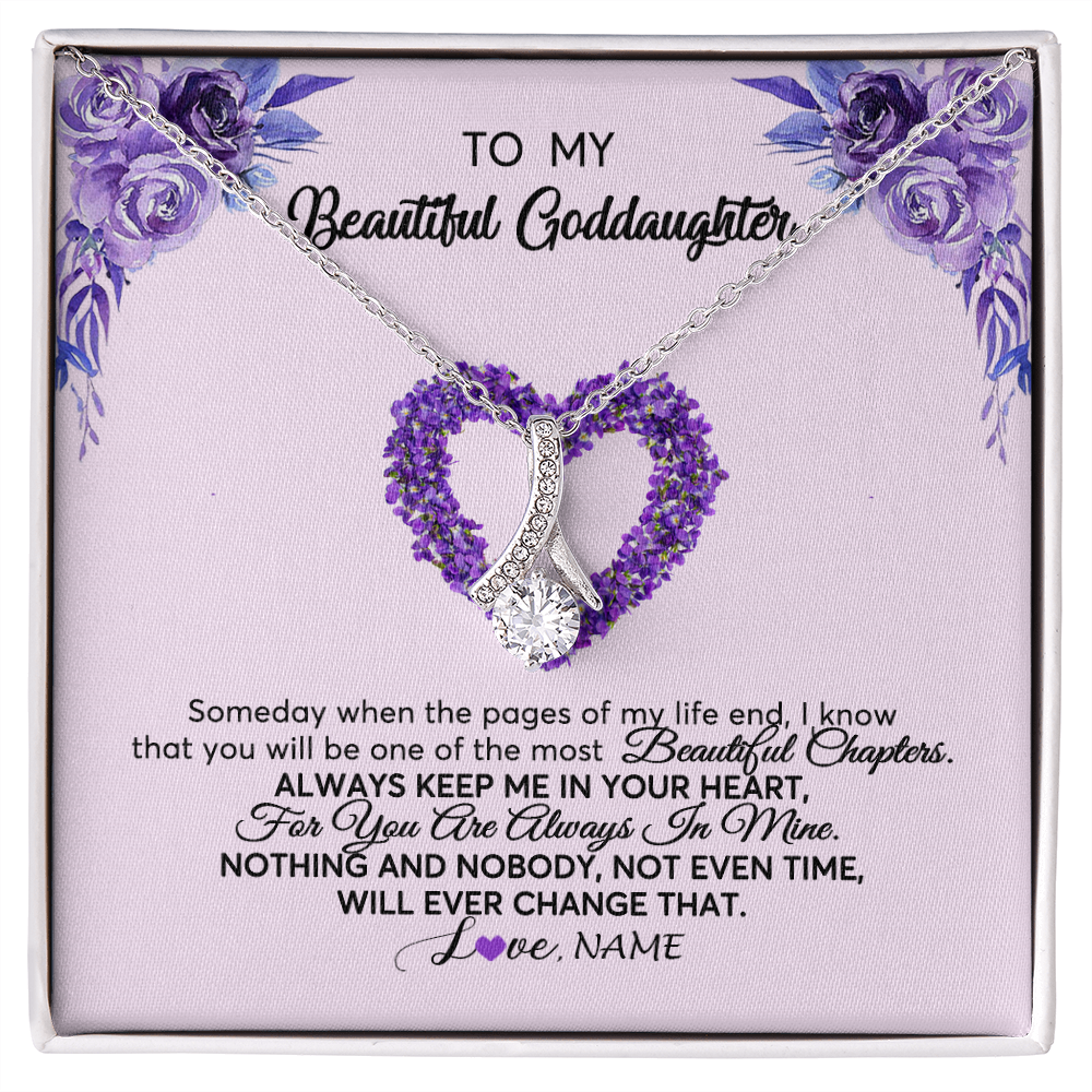 Alluring Beauty Necklace | Personalized To My Goddaughter Necklace From Godmother Flower Always Keep Me In Your Heart Goddaughter Graduation Birthday Customized Gift Box Message Card | teecentury