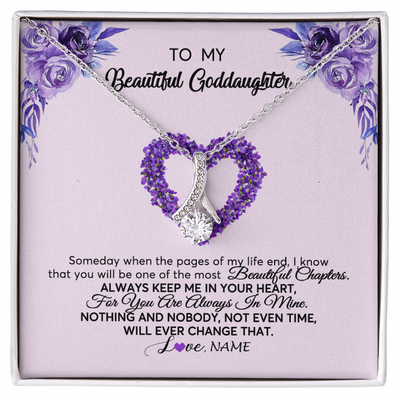 Alluring Beauty Necklace | Personalized To My Goddaughter Necklace From Godmother Flower Always Keep Me In Your Heart Goddaughter Graduation Birthday Customized Gift Box Message Card | teecentury