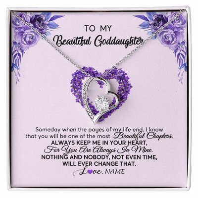 Forever Love Necklace | Personalized To My Goddaughter Necklace From Godmother Flower Always Keep Me In Your Heart Goddaughter Graduation Birthday Customized Gift Box Message Card | teecentury