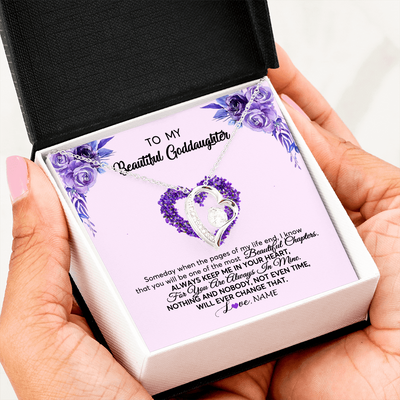 Forever Love Necklace | Personalized To My Goddaughter Necklace From Godmother Flower Always Keep Me In Your Heart Goddaughter Graduation Birthday Customized Gift Box Message Card | teecentury