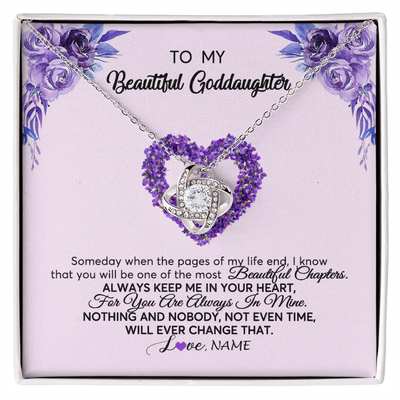 Love Knot Necklace | Personalized To My Goddaughter Necklace From Godmother Flower Always Keep Me In Your Heart Goddaughter Graduation Birthday Customized Gift Box Message Card | teecentury