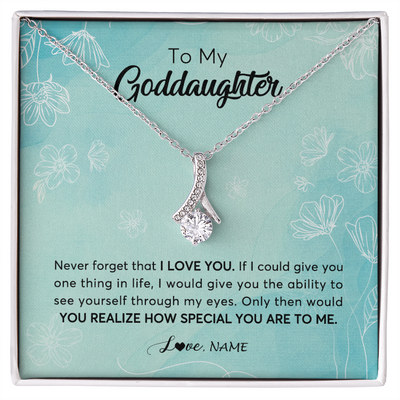 Alluring Beauty Necklace | Personalized To My Goddaughter Necklace From Godmother Flower Never Forget I Love You Goddaughter Graduation Birthday Customized Gift Box Message Card | teecentury