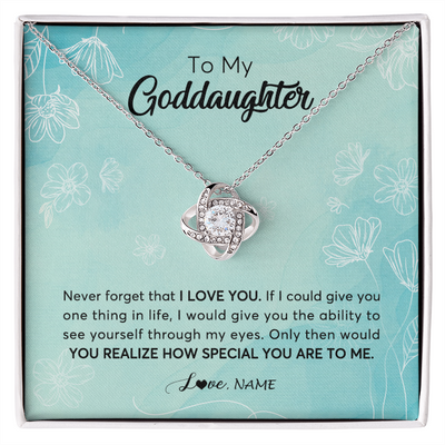 Love Knot Necklace | Personalized To My Goddaughter Necklace From Godmother Flower Never Forget I Love You Goddaughter Graduation Birthday Customized Gift Box Message Card | teecentury