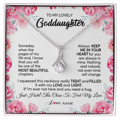 Alluring Beauty Necklace | Personalized To My Goddaughter Necklace From Godmother Godfather Always Keep Me in Your Heart Goddaughter Birthday Christmas Customized Gift Box Message Card | teecentury