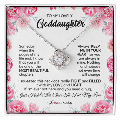Love Knot Necklace | Personalized To My Goddaughter Necklace From Godmother Godfather Always Keep Me in Your Heart Goddaughter Birthday Christmas Customized Gift Box Message Card | teecentury