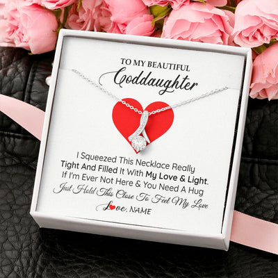 Alluring Beauty Necklace | Personalized To My Goddaughter Necklace From Godmother Godfather I Squeezed This Necklace Goddaughter Birthday Christmas Customized Gift Box Message Card | teecentury