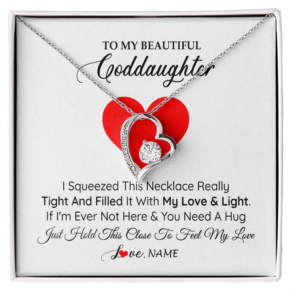 Forever Love Necklace | Personalized To My Goddaughter Necklace From Godmother Godfather I Squeezed This Necklace Goddaughter Birthday Christmas Customized Gift Box Message Card | teecentury