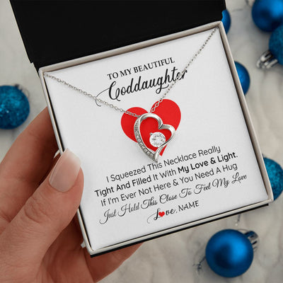 Forever Love Necklace | Personalized To My Goddaughter Necklace From Godmother Godfather I Squeezed This Necklace Goddaughter Birthday Christmas Customized Gift Box Message Card | teecentury
