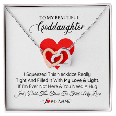 Interlocking Hearts Necklace | Personalized To My Goddaughter Necklace From Godmother Godfather I Squeezed This Necklace Goddaughter Birthday Christmas Customized Gift Box Message Card | teecentury