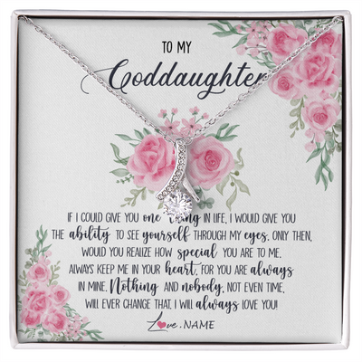Alluring Beauty Necklace | Personalized To My Goddaughter Necklace From Godmother Godfather I Will Always Love You Goddaughter Birthday Christmas Customized Gift Box Message Card | teecentury