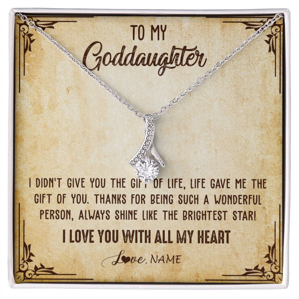 Alluring Beauty Necklace | Personalized To My Goddaughter Necklace From Godmother I Love You With All My Heart Goddaughter Birthday Graduation Christmas Customized Gift Box Message Card | teecentury