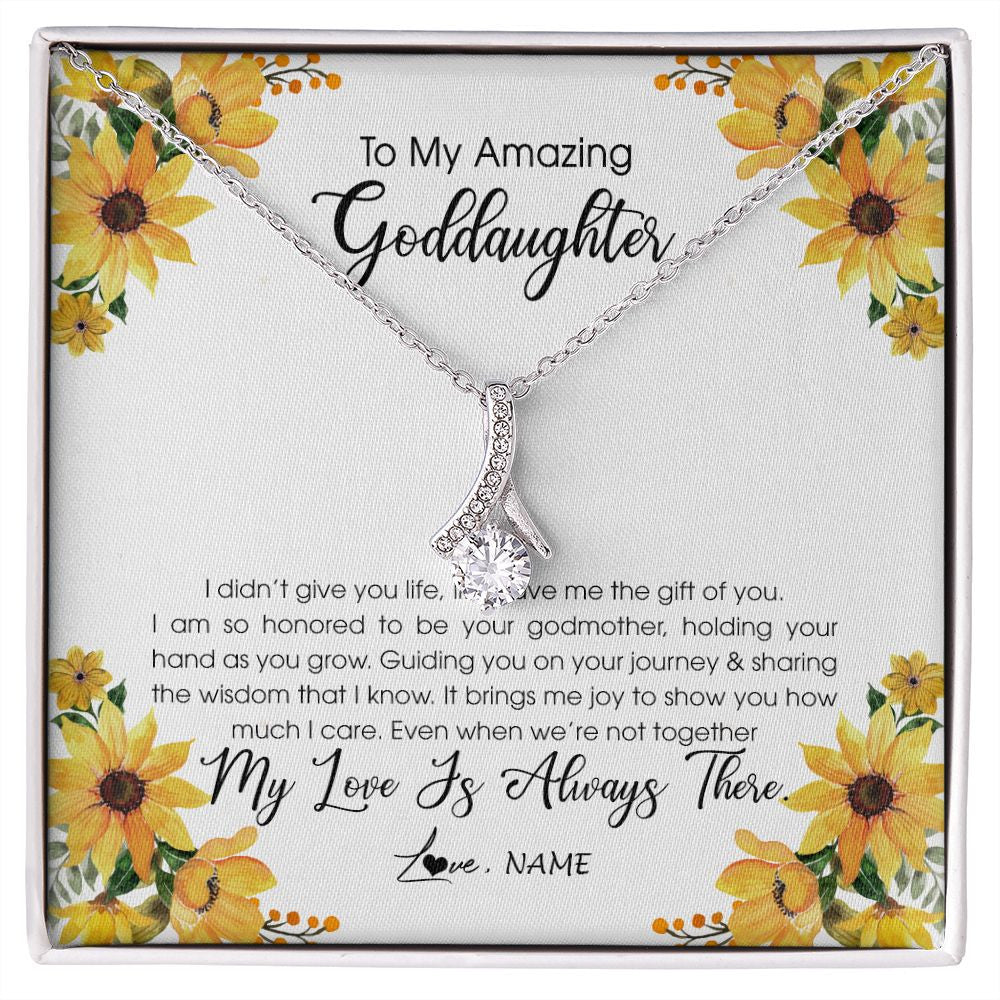 Alluring Beauty Necklace | Personalized To My Goddaughter Necklace From Godmother My Love Is Always There Goddaughter Birthday Christmas Graduation Customized Gift Box Message Card | teecentury