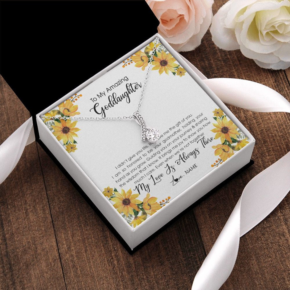 Alluring Beauty Necklace | Personalized To My Goddaughter Necklace From Godmother My Love Is Always There Goddaughter Birthday Christmas Graduation Customized Gift Box Message Card | teecentury