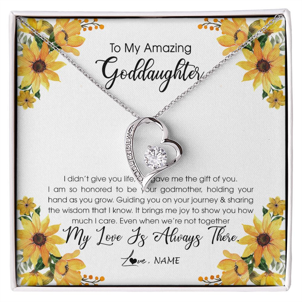 Forever Love Necklace | Personalized To My Goddaughter Necklace From Godmother My Love Is Always There Goddaughter Birthday Christmas Graduation Customized Gift Box Message Card | teecentury