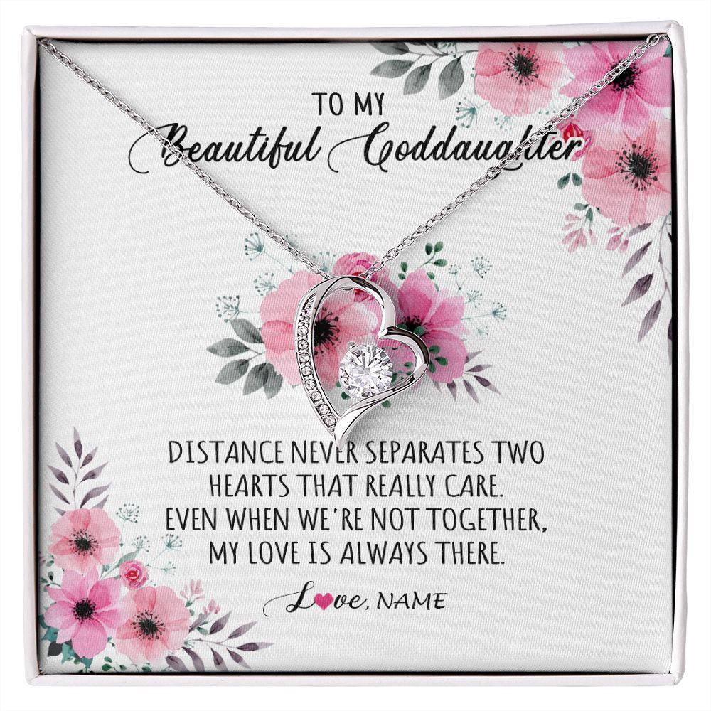 Forever Love Necklace | Personalized To My Goddaughter Necklace From Godmother My Love Is Always There Goddaughter Birthday Graduation Christmas Customized Gift Box Message Card | teecentury