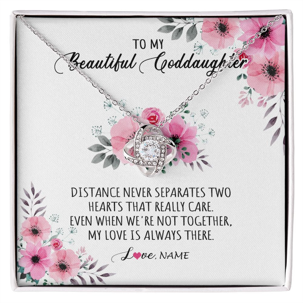 Love Knot Necklace | Personalized To My Goddaughter Necklace From Godmother My Love Is Always There Goddaughter Birthday Graduation Christmas Customized Gift Box Message Card | teecentury