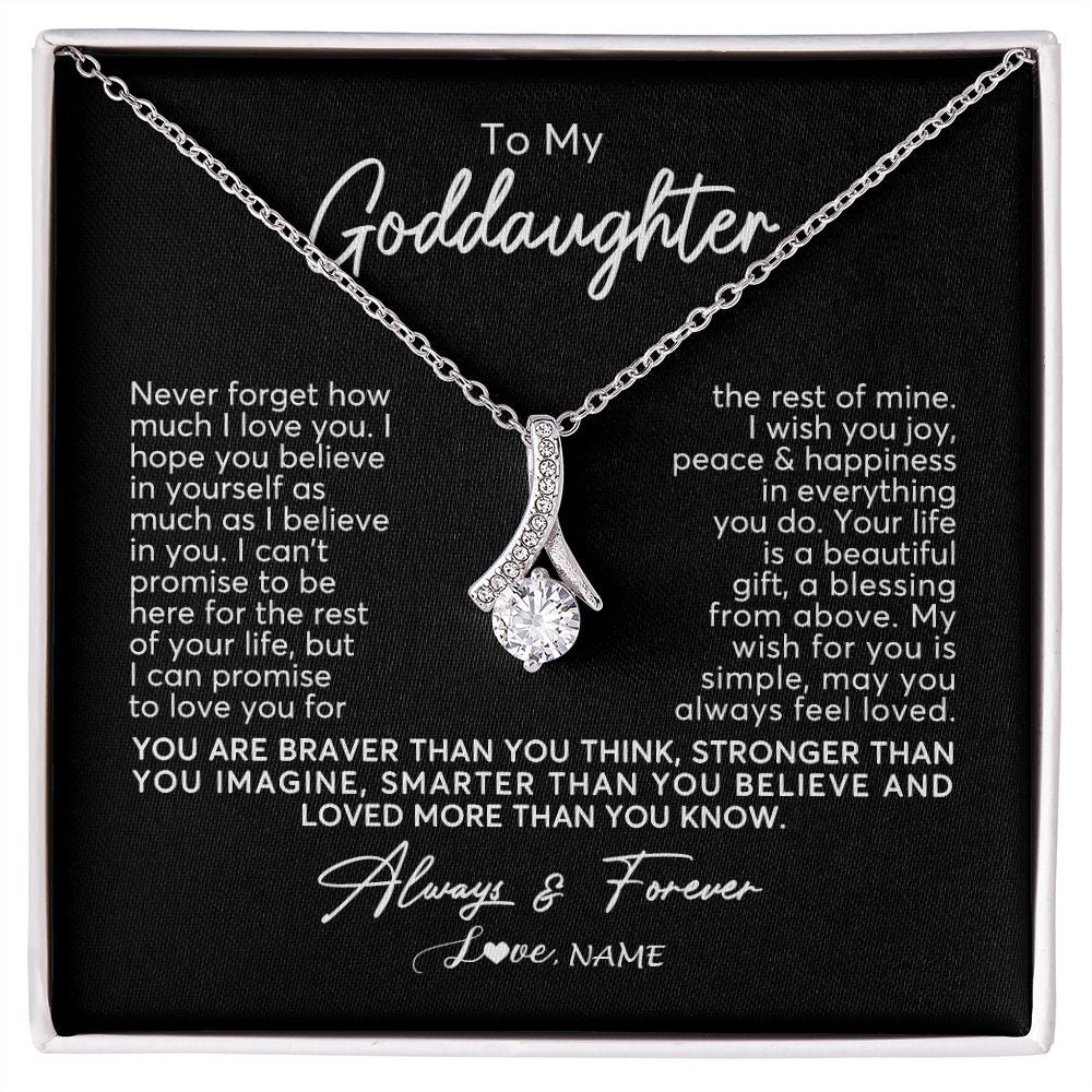 Alluring Beauty Necklace | Personalized To My Goddaughter Necklace From Godmother Never Forget How Much I Love You Goddaughter Birthday Christmas Jewelry Customized Gift Box Message Card | teecentury