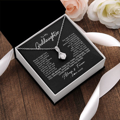 Alluring Beauty Necklace | Personalized To My Goddaughter Necklace From Godmother Never Forget How Much I Love You Goddaughter Birthday Christmas Jewelry Customized Gift Box Message Card | teecentury